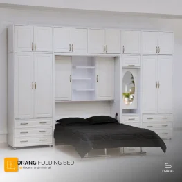 تخت دیواری ۲ نفره با کمد و دکور