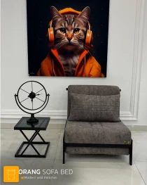 مبل تخت خوابشو زیر هم رو بی دسته 1 نفره ( طوسی )