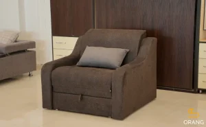 مبل یک نفره تخت‌خوابشو سوئدی با پارچه باکیفیت و طراحی مدرن در حالت نشیمن راحت و شیک